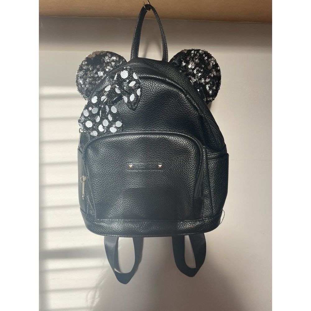 Black Leather Minnie Mouse Sequined‎ backpack Fast Forward